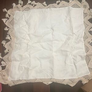 Anthropologie Tasseled Linen Euro Sham in Cream